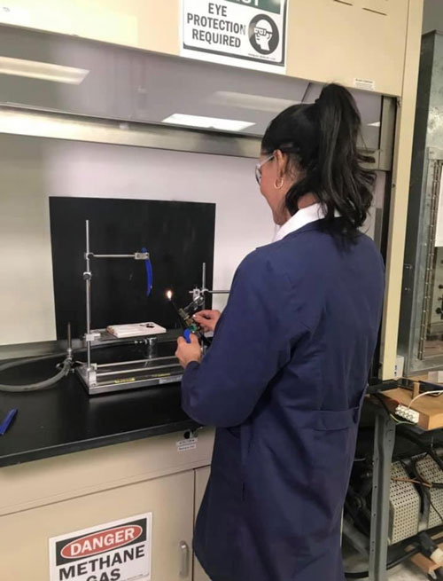 Justina working in a laboratory